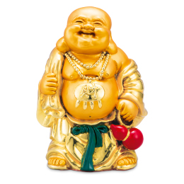 【財宝満堂】金色で朗らかな笑顔、布袋様の置物です。祝福の金運ご利益を！2021年8月31日（火）迄。